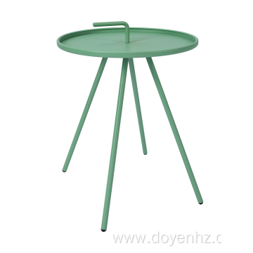 42cm Metal Round Side Table with L-Shaped Handle